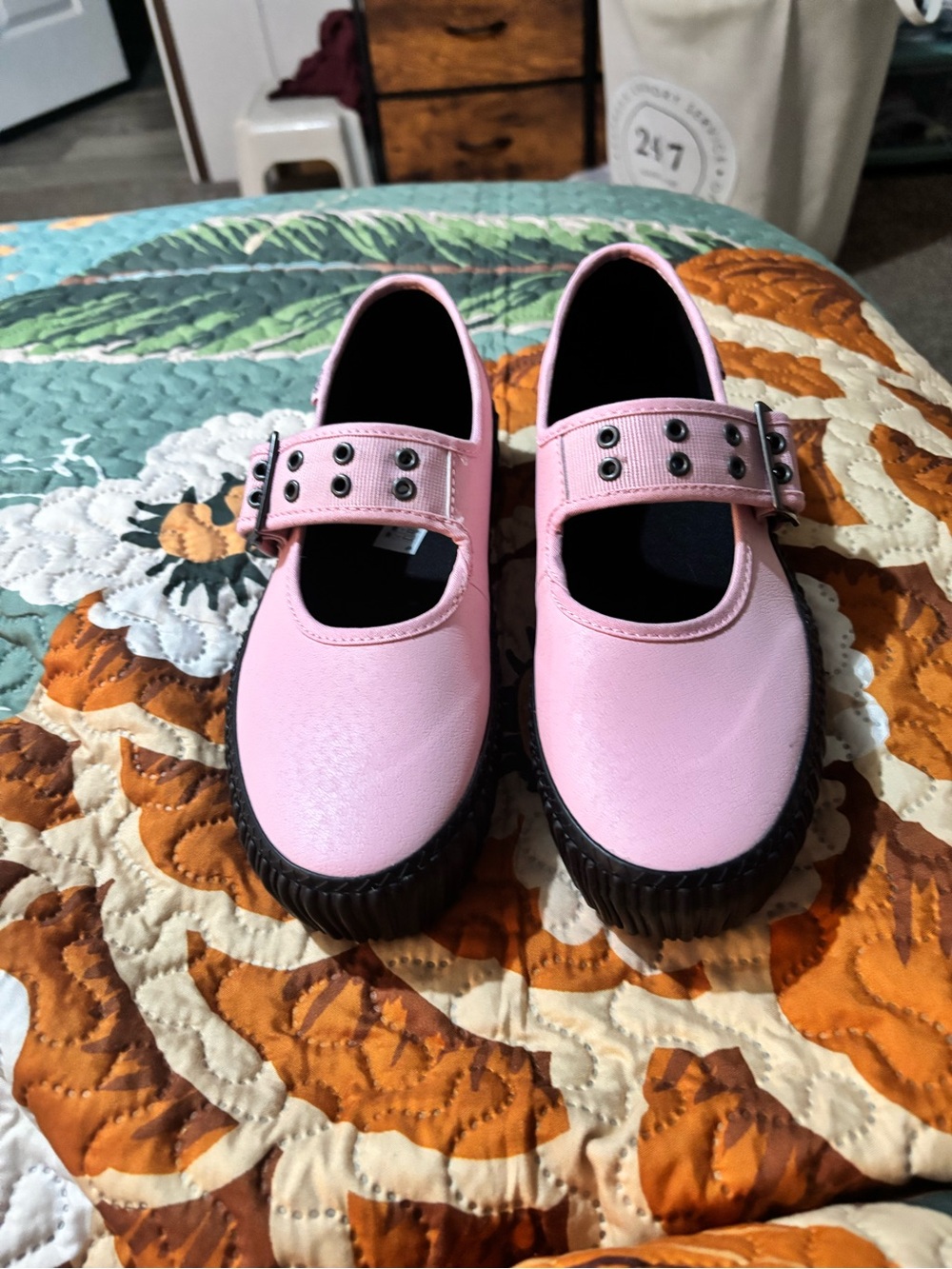 Vans Pink Mary Jane Shoes with Studded Strap
